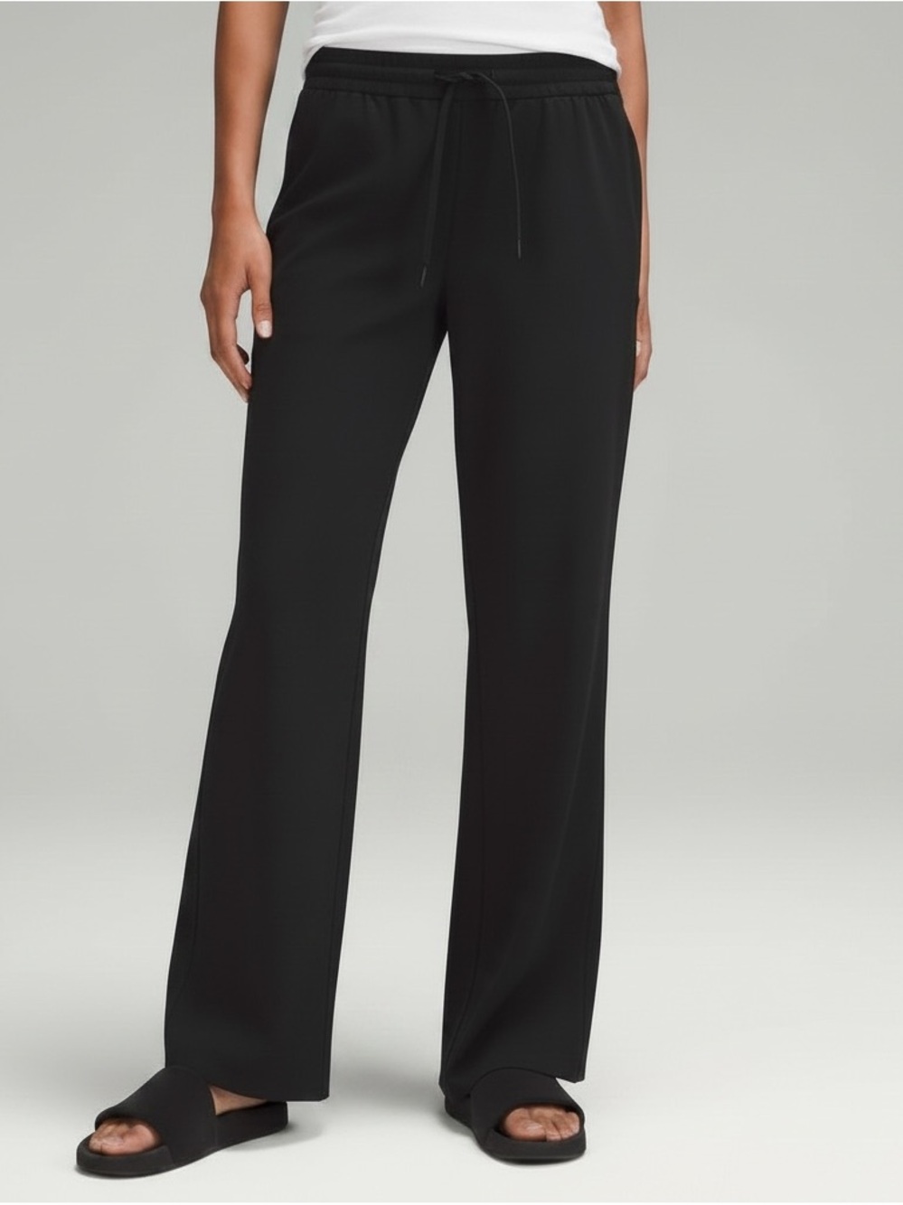 Lululemon Daydrift High Rise Wide Leg Trouser Womens Medium Black Luxtreme Pants - Picture 9 of 9